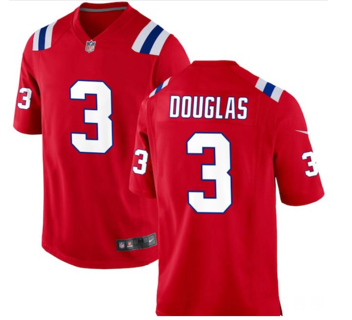 youth New England Patriots #3 Douglas red 2024 Nike NFL jersey->->